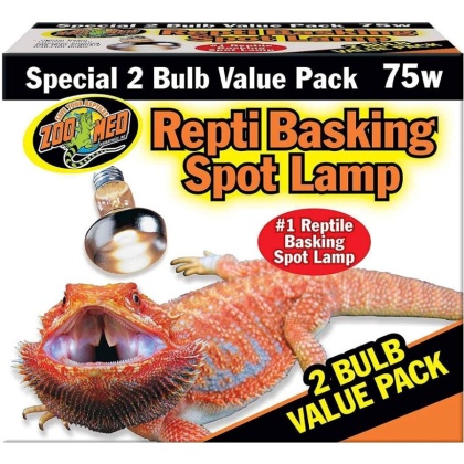 Zoo Med Repti Basking Spot Lamp Replacement Bulb - 75 Watts (2 Pack)