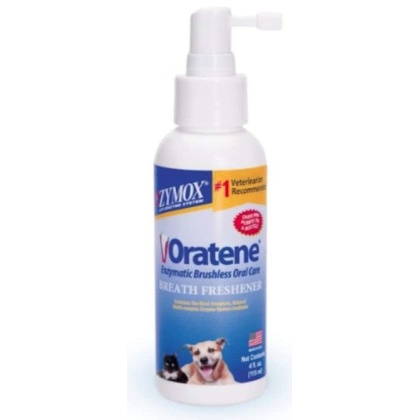 Zymox Oratene Enzymatic Brushless Oral Care Breath Freshener for Dogs and Cats - 4 oz
