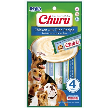 Inaba Churu Chicken with Tuna Recipe Creamy Dog Treat - 4 count
