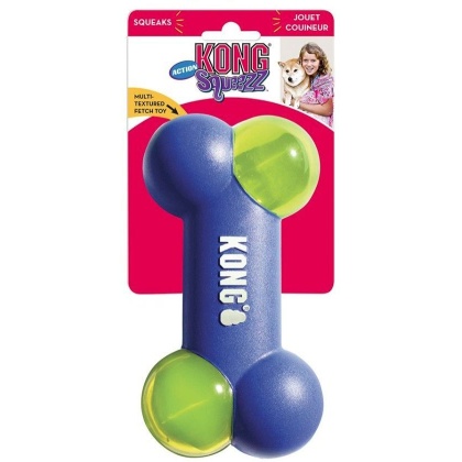 KONG Squeezz Action Bone Blue - Large - 1 count