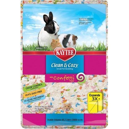 Kaytee Clean and Cozy with Confetti Paper Small Pet Bedding with Odor Control - 49.2 liter