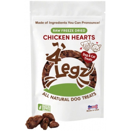 4Legz Freeze Dried Chicken Hearts Dog Treats - 4 oz