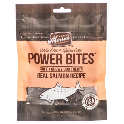 Merrick Power Bites Soft & Chewy Dog Treats - Real Salmon Recipe - 6 oz