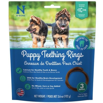 N-Bone Puppy Teething Rings Salmon Flavor - 3 count
