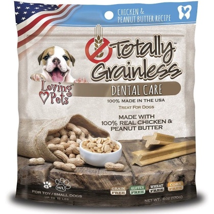 Loving Pets Totally Grainless Dental Care Chews - Chicken & Peanut Butter - Toy/Small Dogs - 6 oz - (Dogs up to 15 lbs)