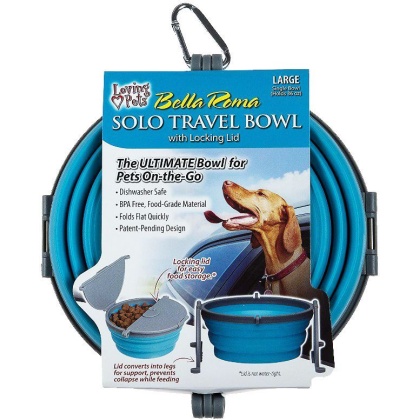 Loving Pets Bella Roma Blue Travel Bowl  - 1 count - Large