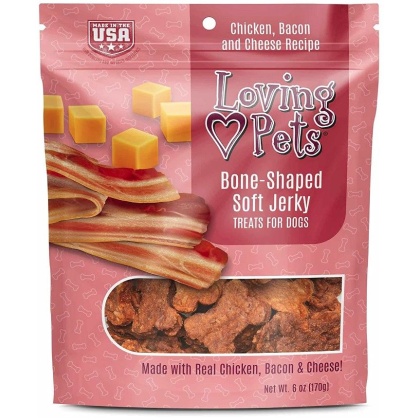 Loving Pets Bone-Shaped Soft Jerky Treats Bacon - 6 oz