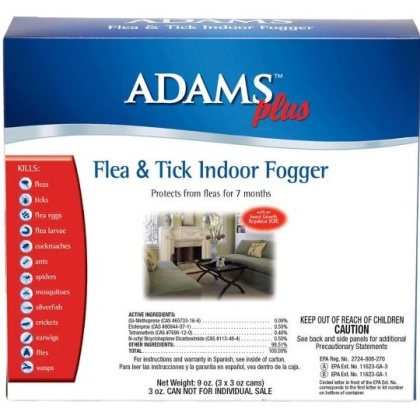 Adams Plus Flea and Tick Indoor Fogger 3 oz - 3 count
