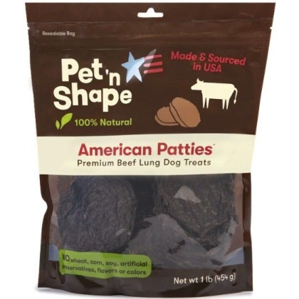 Pet 'n Shape Natural American Patties Beef Lung Dog Treats  - 1 lb