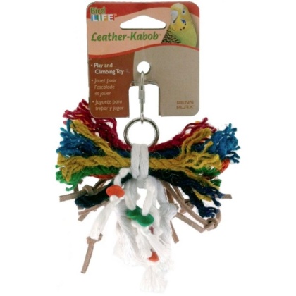 Penn Plax Bird Life Leather-Kabob Parakeet Toy - 4.5