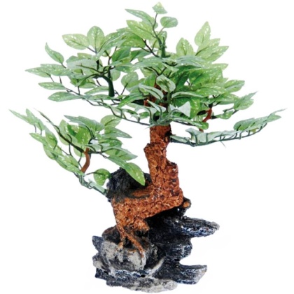 Penn Plax Bonsai Tree on Rock Aquarium Ornament - 10