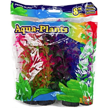 Penn Plax Colorful Aquarium Plastic Plant Pack 8\