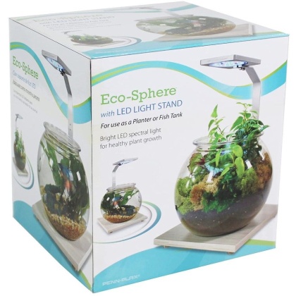 Penn Plax Eco-Sphere Bowl with Plant-Grow LED Light - 1.1 gallon