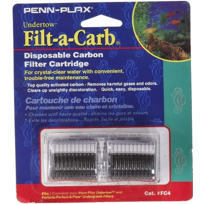 Penn Plax Filt-a-Carb Undertow & Perfect-A-Flow Carbon Undergravel Filter Cartridge - 2 count