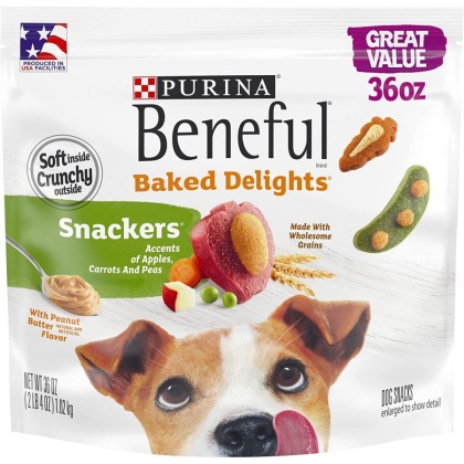 Purina Beneful Baked Delights Snackers with Apples, Carrots, Peas, and Peanut Butter Dog Treats - 36 oz