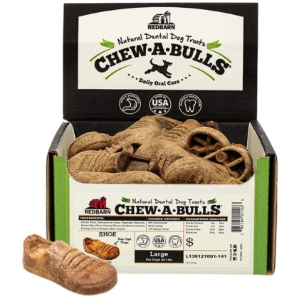 Redbarn Pet Products Chew-A-Bulls Shoe Dental Dog Treats Large - 25 count