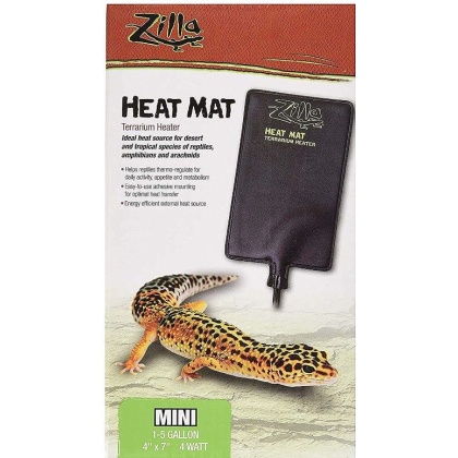 Zilla Heat Mat Terrarium Heater - Mini - 4 Watt - 1-5 Gallon Tanks - (4
