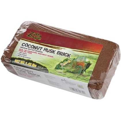 Zilla Coconut Husk Premium Reptile Bedding Brick - 1.3 lbs - Covers 55 Gallon Tank - (4