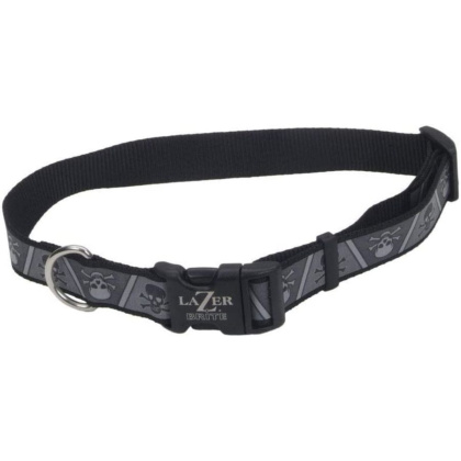 Coastal Pet Lazer Brite Reflective Adjustable Dog Collar - Skulls and Crossbones - 12\