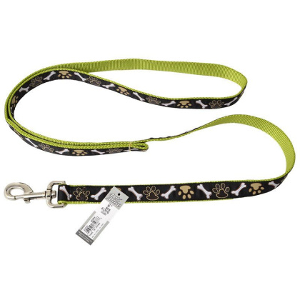 Pet Attire Ribbon Brown Paws & Bones Nylon Dog Leash - 6\' Long x 1\
