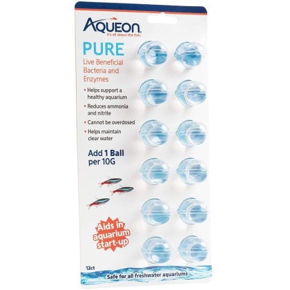 Aqueon Pure LIve Beneficial Bacteria and Enzymes for Aquariums - 12 count