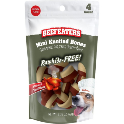 Beefeaters Rawhide Free Mini Knotted Bones Chicken - 4 count
