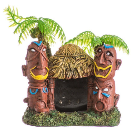 Blue Ribbon Exotic Environments Betta Hut with Palm Trees Aquarium Ornament - 3.75\
