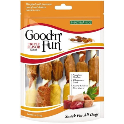 Healthy Hide Good \'n\' Fun Triple-Flavor Kabobs - Chicken, Duck & Beef Liver - 4 oz