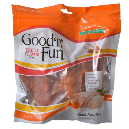 Healthy Hide Good \'n\' Fun Triple-Flavor Wings - Chicken, Rawhide & Pork Hide - 8 oz