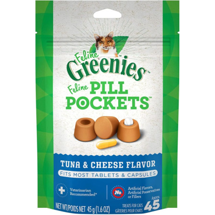 Greenies Feline Pill Pockets Cat Treats Tuna and Cheese Flavor - 45 count
