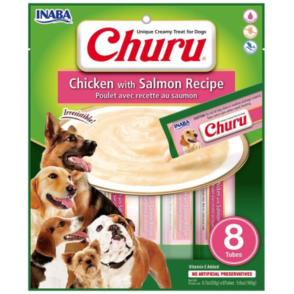 Inaba Churu Chicken with Salmon Recipe Creamy Dog Treat - 8 count