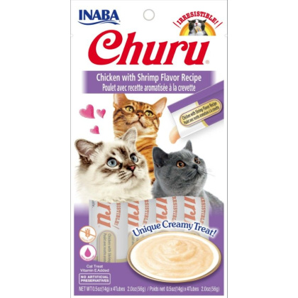 Inaba Churu Chicken with Shrimp Flavor Recipe Creamy Cat Treat - 4 count