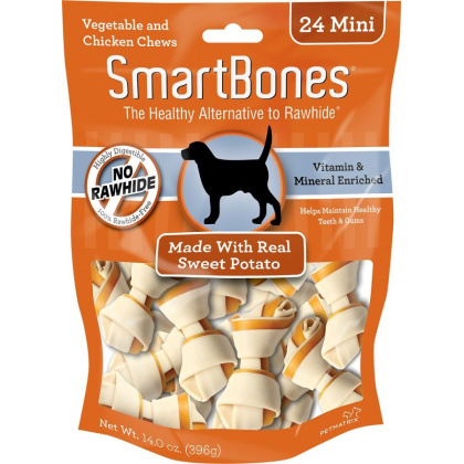 SmarBones - Sweet Potato Flavor - Mini - Dogs up to 10 Lbs (24 Pack)