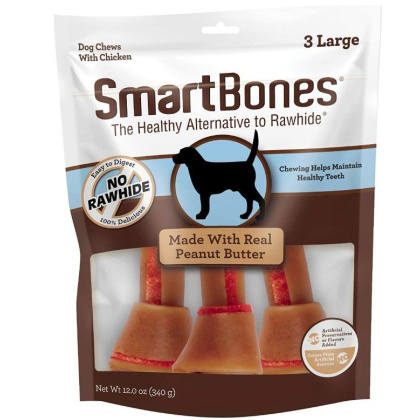 SmartBones Large Chicken and Peanut Butter Bones Rawhide Free Dog Chew - 3 count