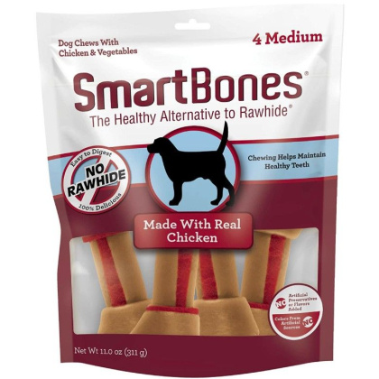 SmartBones Medium Vegetable and ChickenBones Rawhide Free Dog Chew - 4 count
