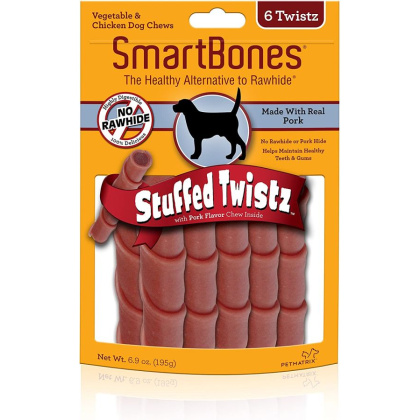 SmartBones Stuffed Twistz Vegetable and Pork Rawhide Free Dog Chew - 6 count