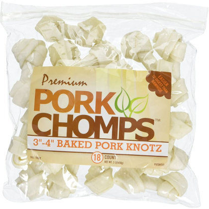 Pork Chomps Knotz Knotted Pork Chew - Baked - Medium - 18 Count - (3\