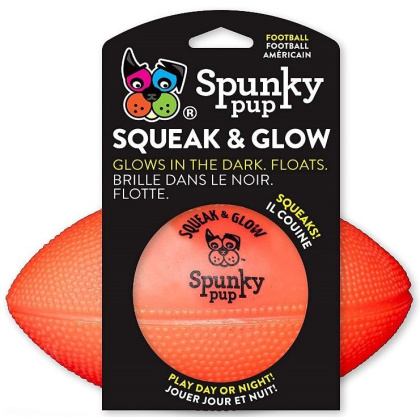 Spunky Pup Squeak and Glow Football Dog Toy Assorted - 1 count