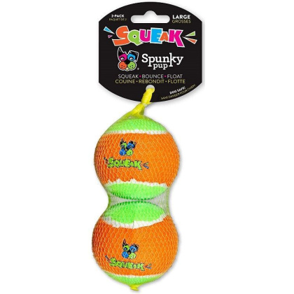 Spunky Pup Squeak Tennis Balls Dog Toy - Large - 2 count