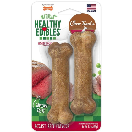 Nylabone Healthy Edibles Wholesome Dog Chews - Roast Beef Flavor - Petite (2 Pack)