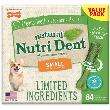 Nylabone Natural Nutri Dent Fresh Breath Dental Chews - Limited Ingredients - Small - 64 Count