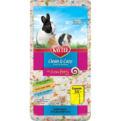 Kaytee Clean and Cozy with Confetti Paper Small Pet Bedding with Odor Control - 24.6 liter