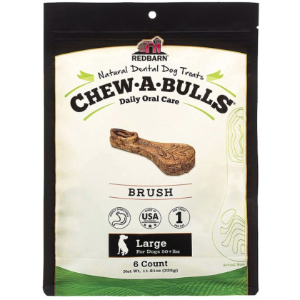 Redbarn Pet Products Chew-A-Bulls Brush Dental Dog Treats Large - 6 count