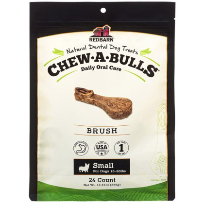 Redbarn Pet Products Chew-A-Bulls Brush Dental Dog Treats Small - 24 count